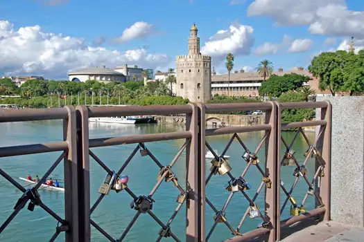 Love padlocks in Seville, Spain